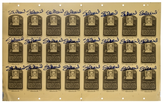 Stan Musial Signed Uncut Hall Of Fame Metal Card Sheet - Signed 24 Times (JSA)